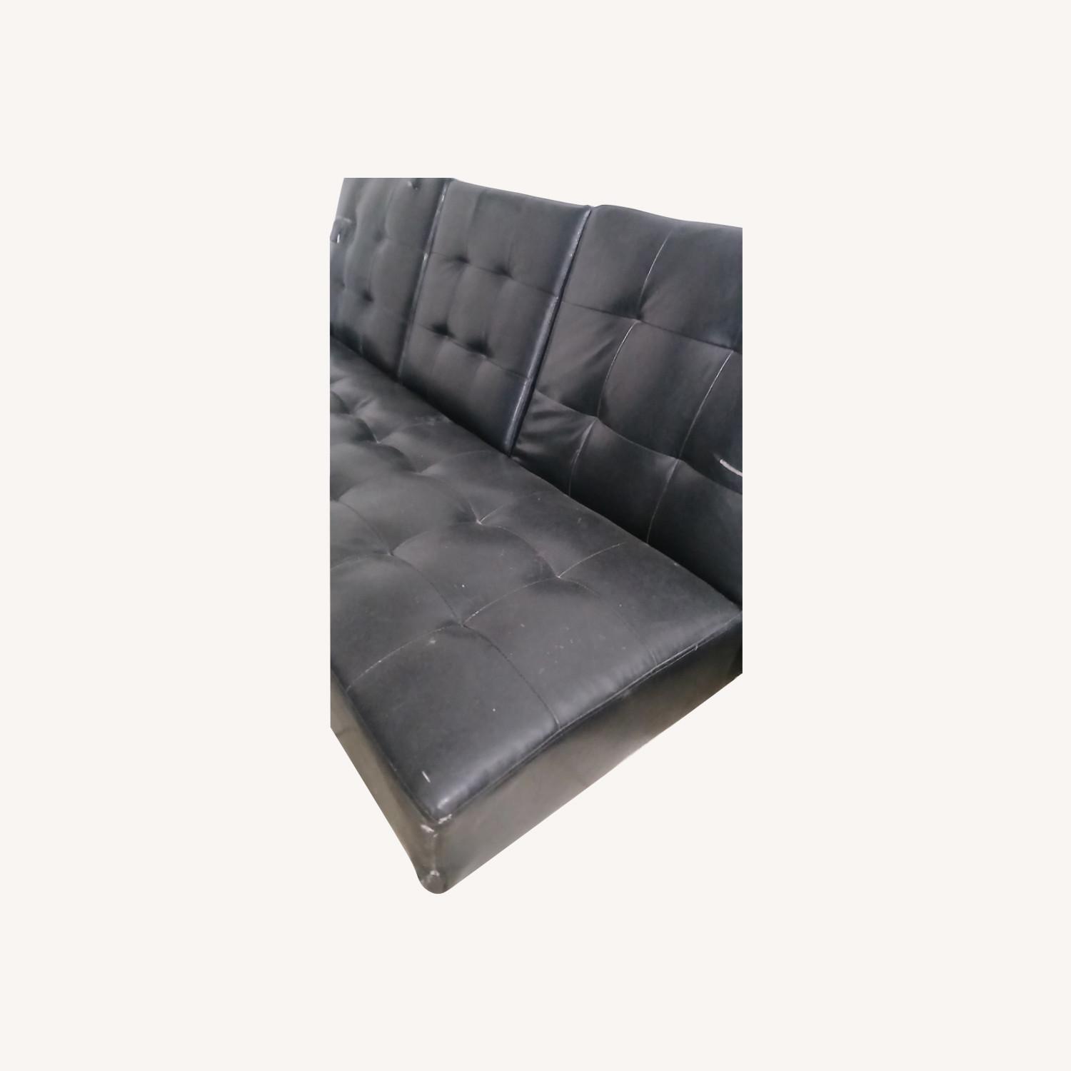 Vintage/Antique Finds Black Leather Sleeper Sofa - image-0
