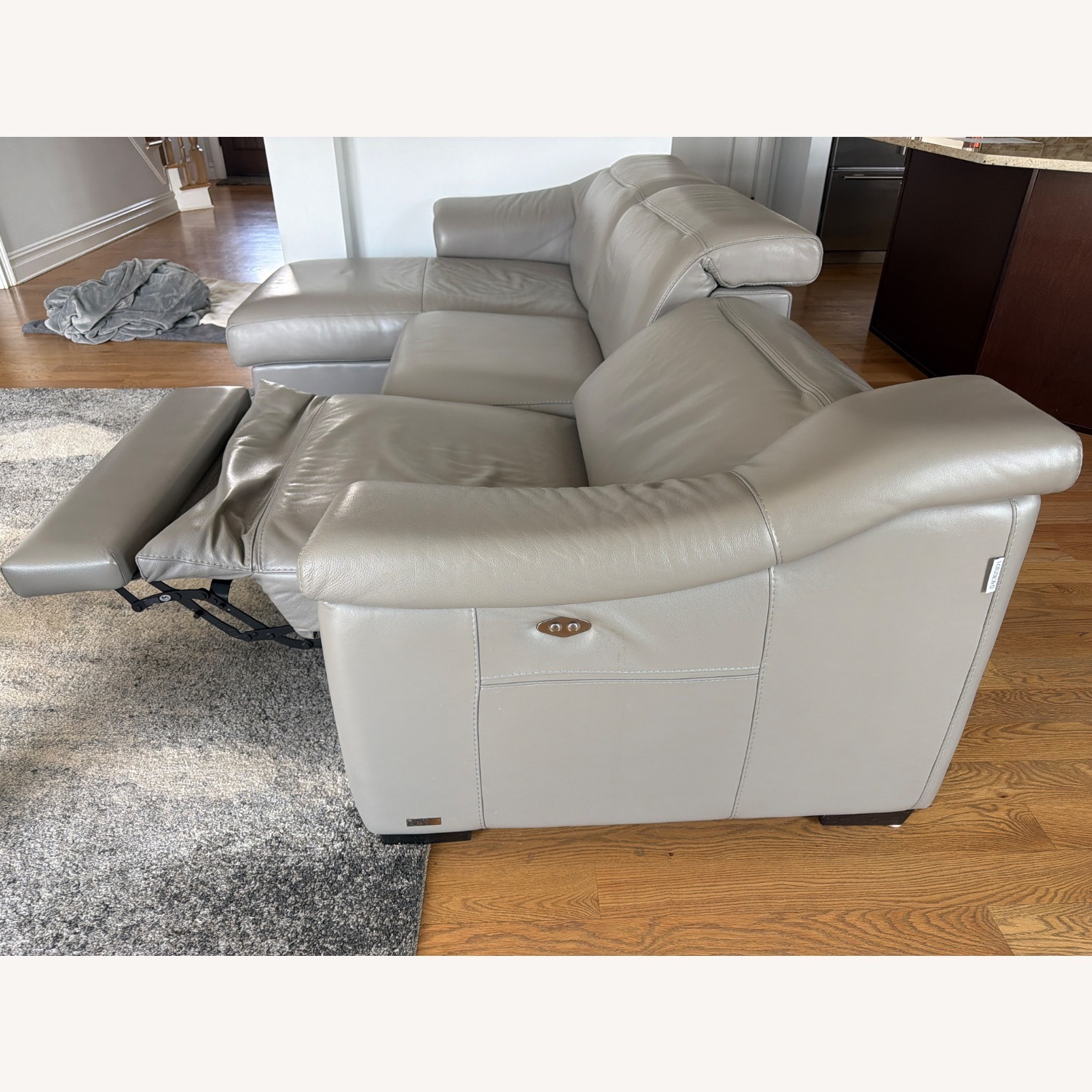 Light Gray Leather 3+ Piece Sectional - image-3