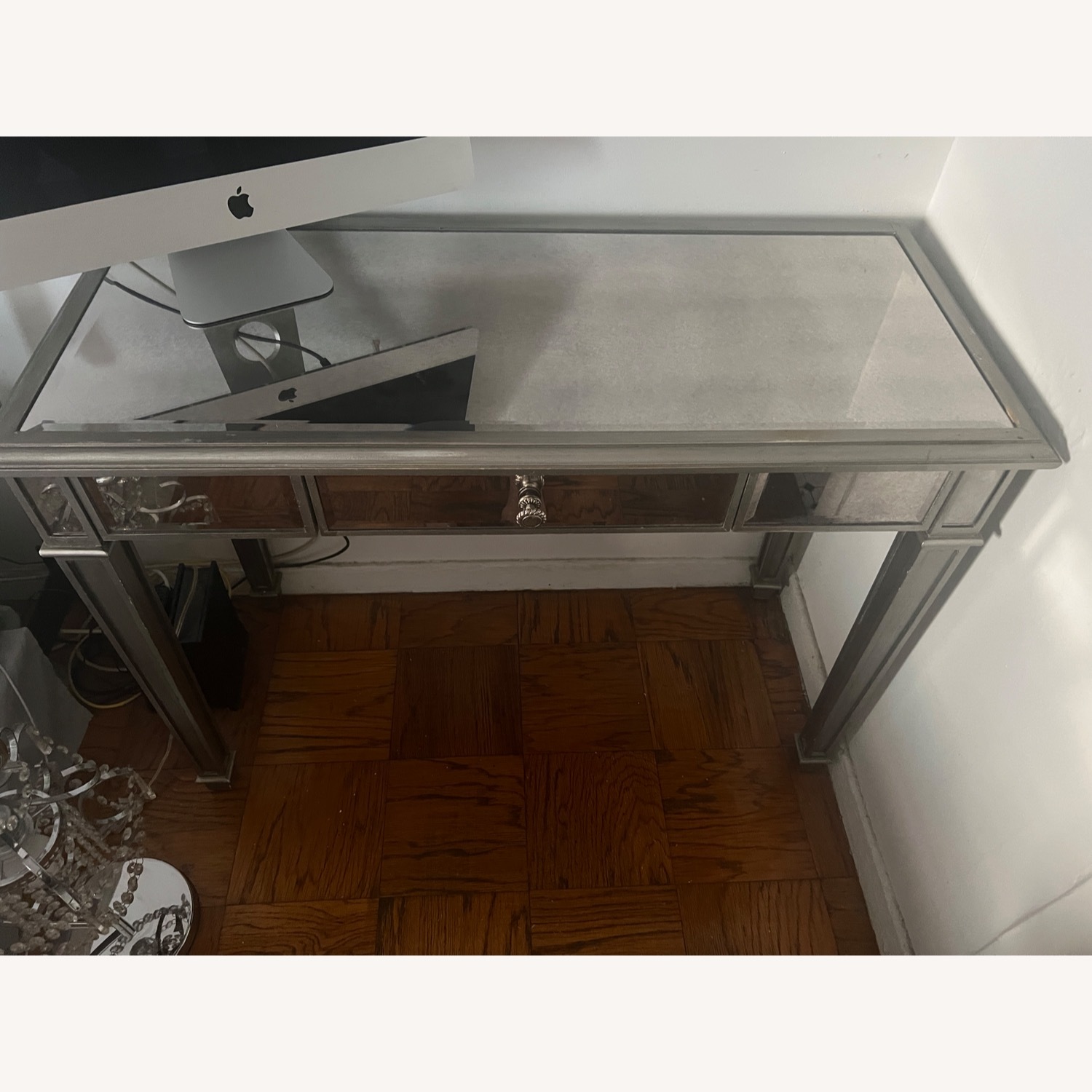 Pier 1 Imports Hayworth Light Gray Glass Desk - image-1
