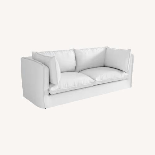 Used Dwell Studio White Fabric Loveseat for sale on AptDeco