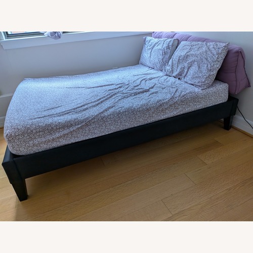 Used Baxton Studio Black Faux Leather Full Bed for sale on AptDeco