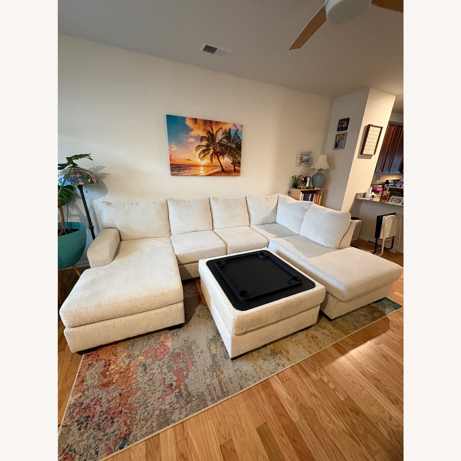 Ashley Furniture White Fabric 3+ Piece Sectional - image-2