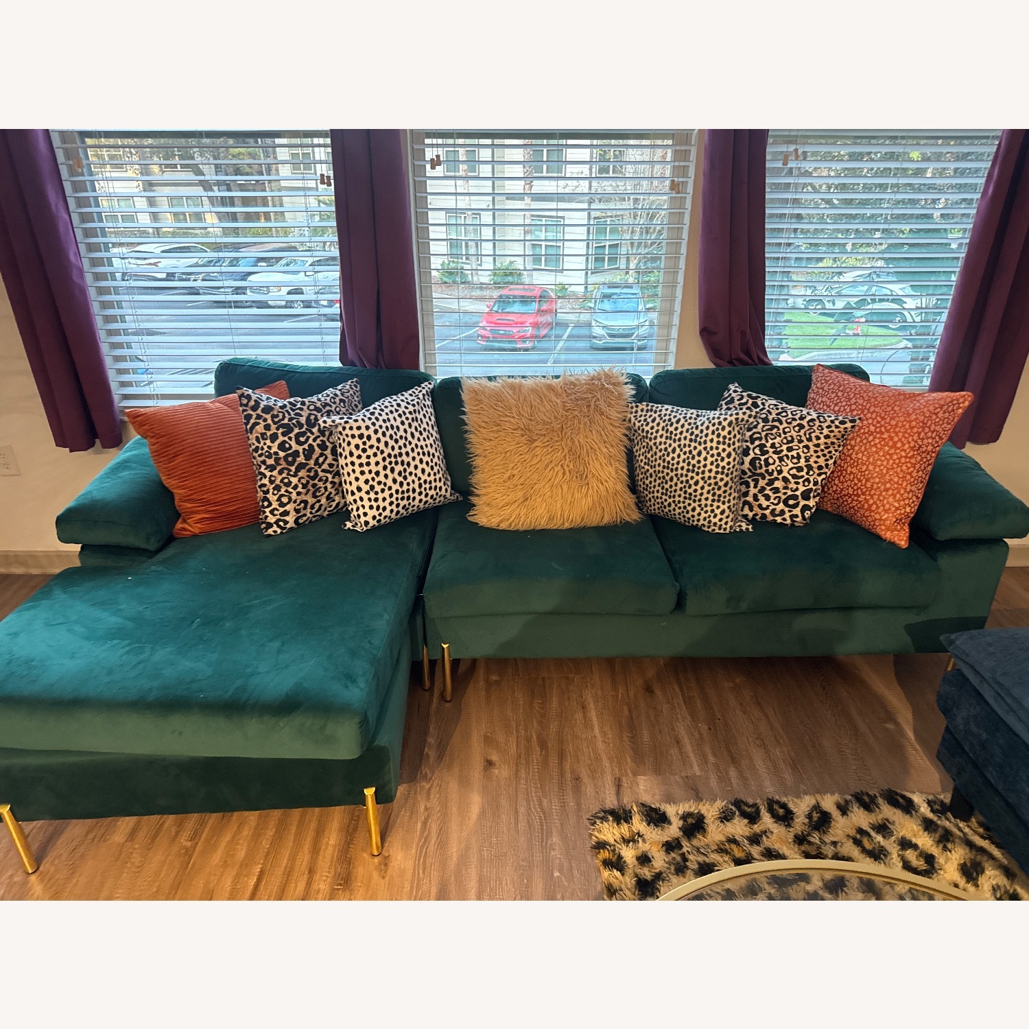 Emerald Green Couch Sectional - image-1