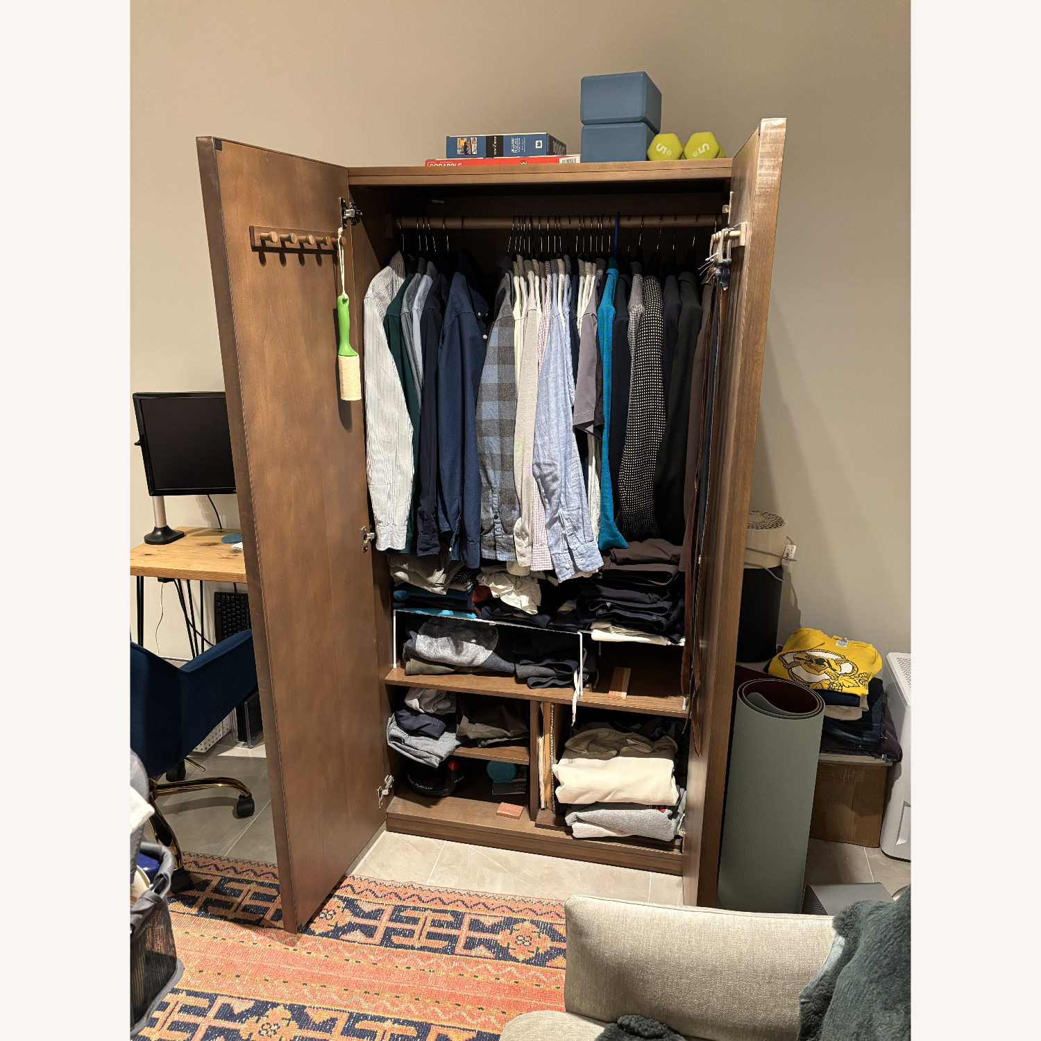 CB2 Reflection Acacia Wardrobe - Dark Brown - image-4