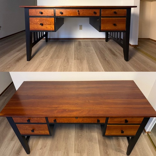 Used Ethan Allen Dark Brown Wood Desk for sale on AptDeco