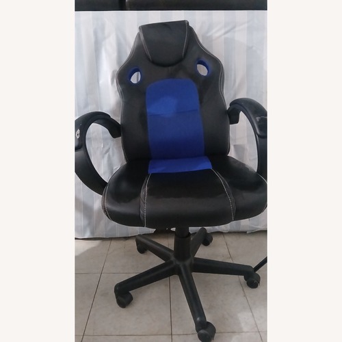 Used Blue Leather Office Chair for sale on AptDeco