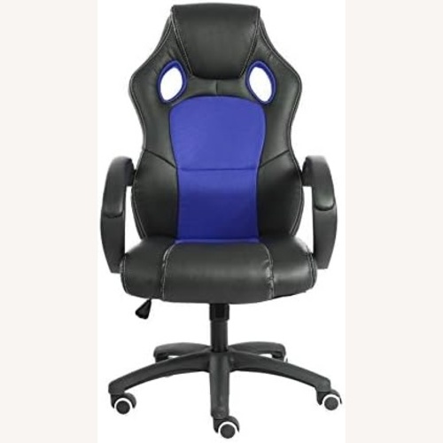 Used Blue Leather Office Chair for sale on AptDeco