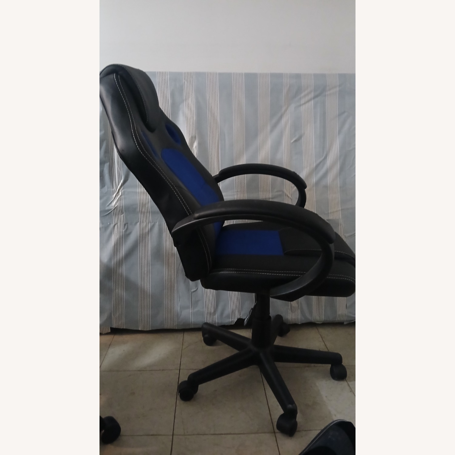 Blue Leather Office Chair - image-4