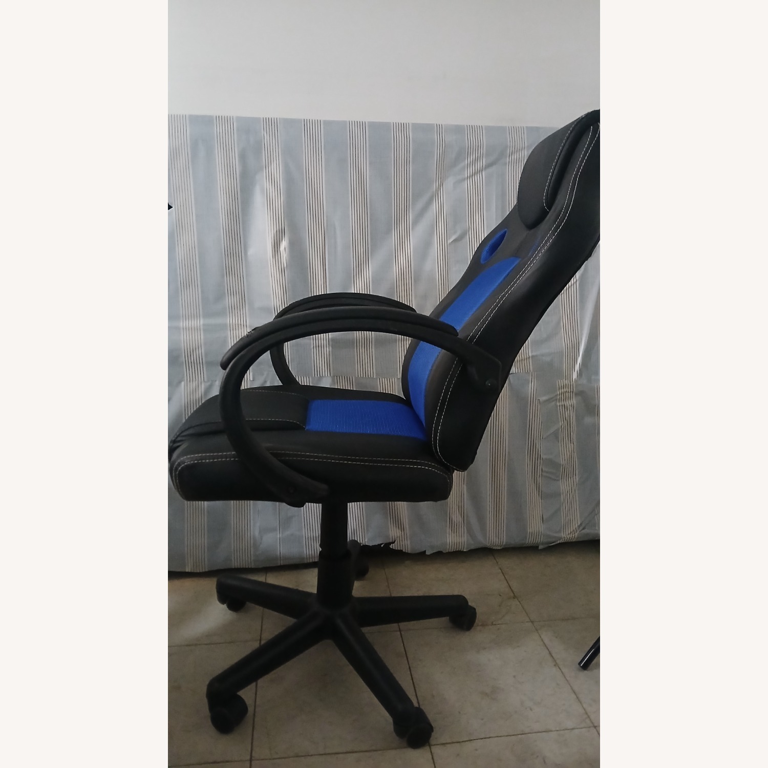 Blue Leather Office Chair - image-2