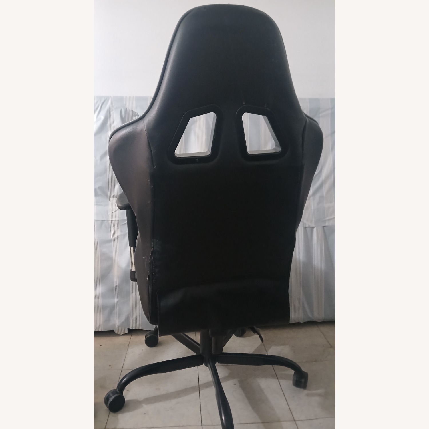 Light Gray Leather Office Chair - image-3