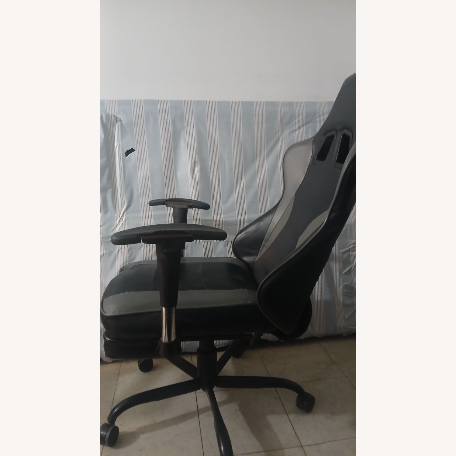 Light Gray Leather Office Chair - image-2