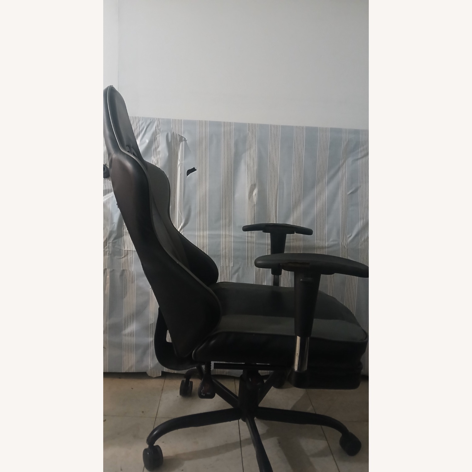 Light Gray Leather Office Chair - image-1