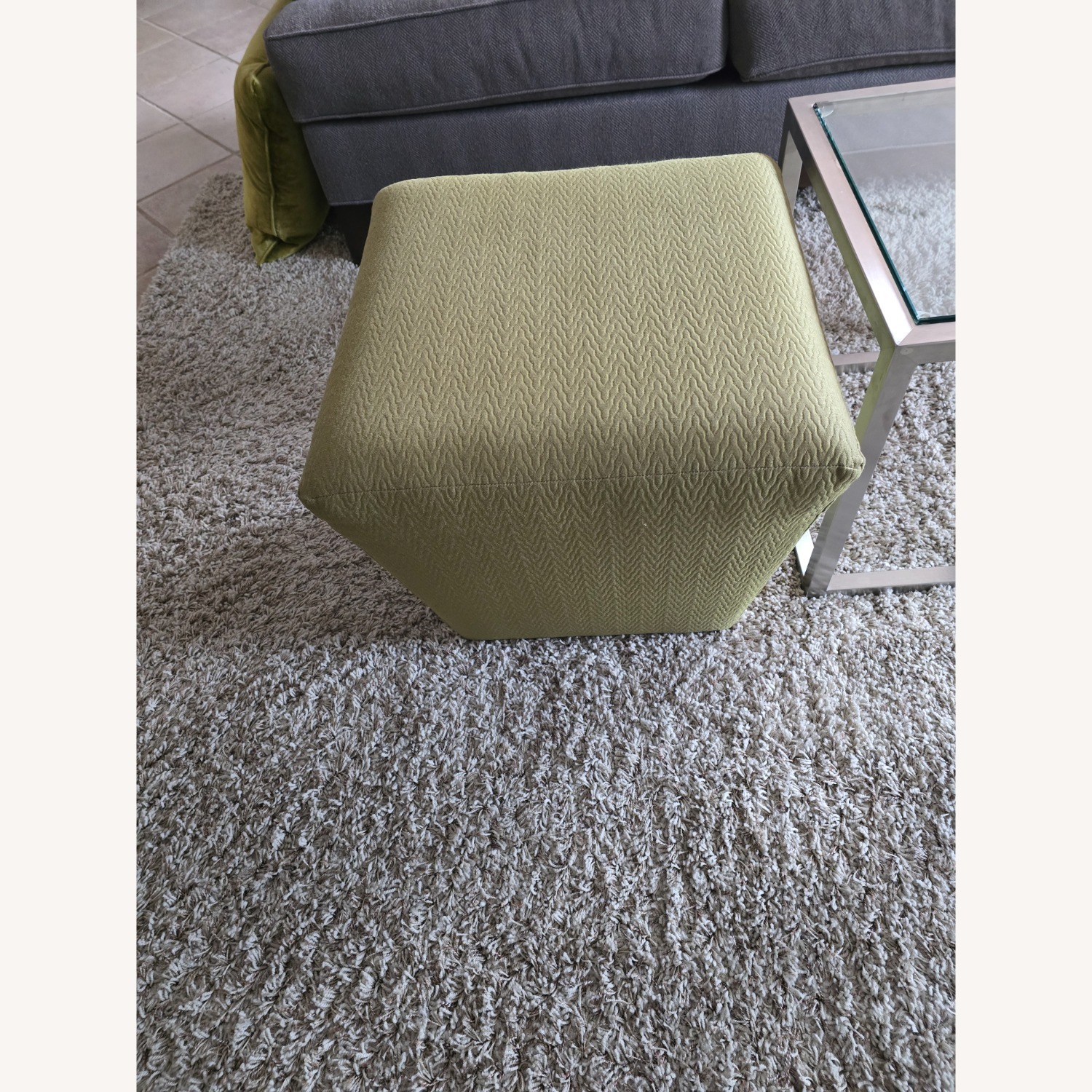 Ethan Allen Green Ottoman - image-1