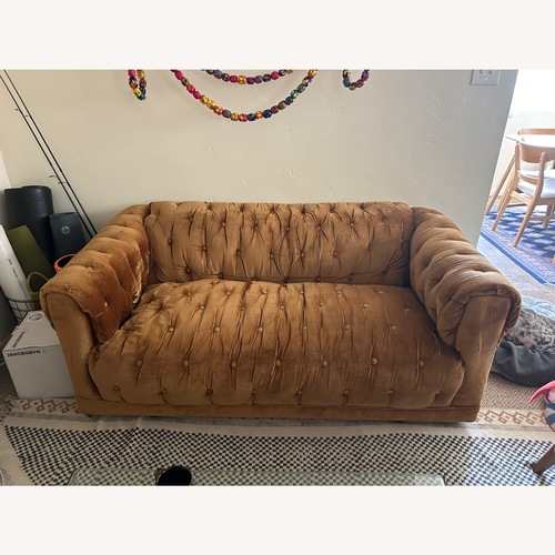 Used Vintage/Antique Orange Velvet 2 Seater Sofa for sale on AptDeco