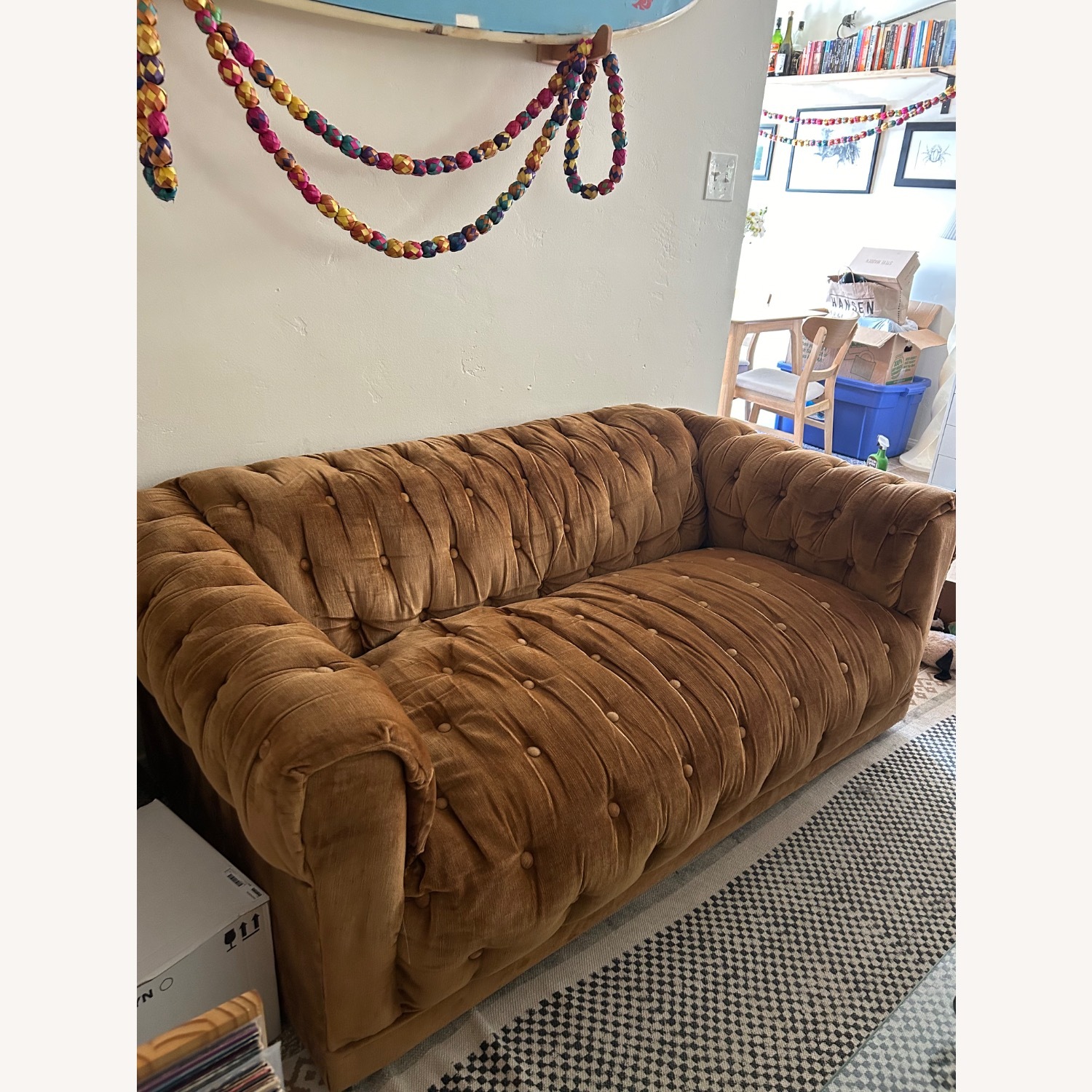 Vintage/Antique Orange Velvet 2 Seater Sofa - image-3