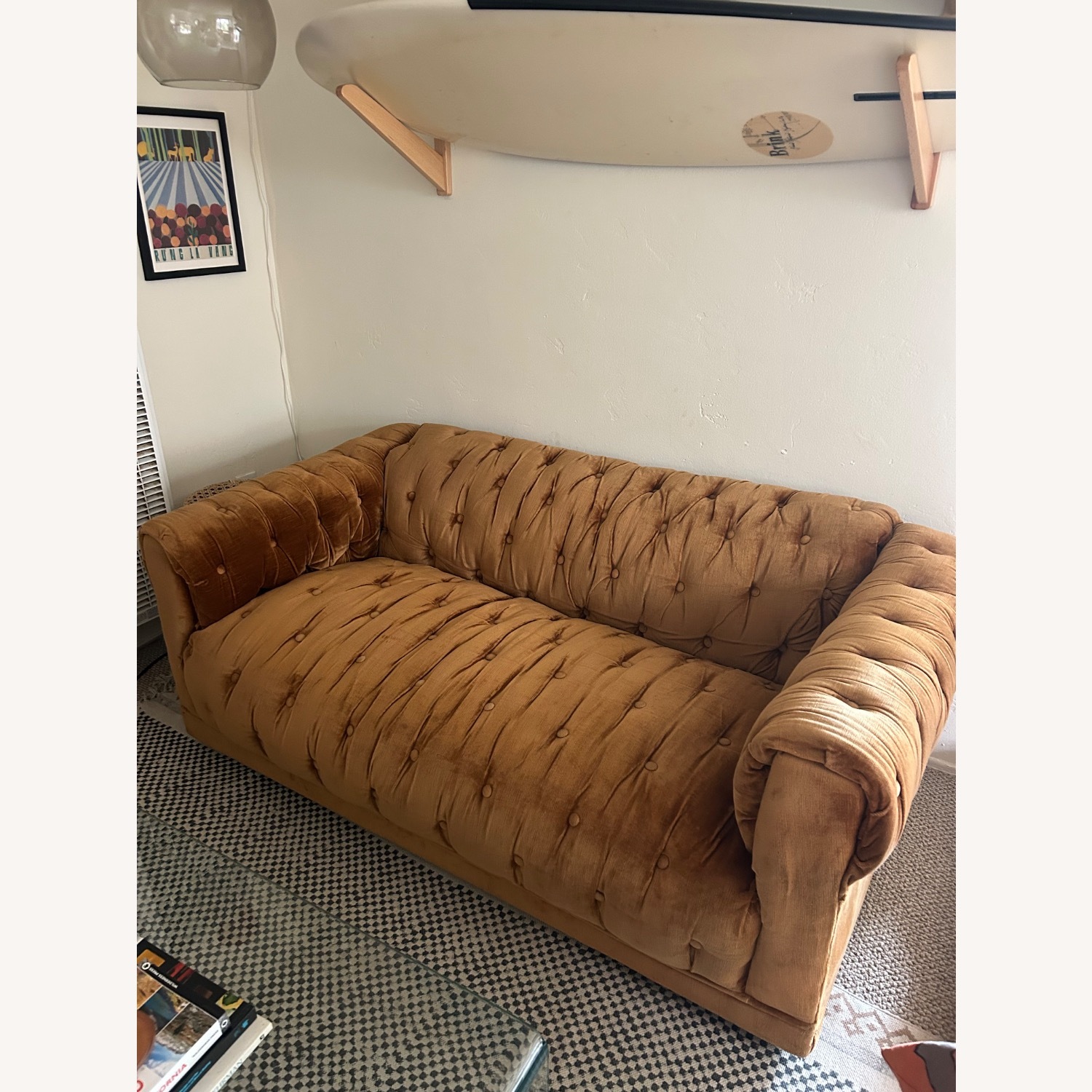 Vintage/Antique Orange Velvet 2 Seater Sofa - image-2