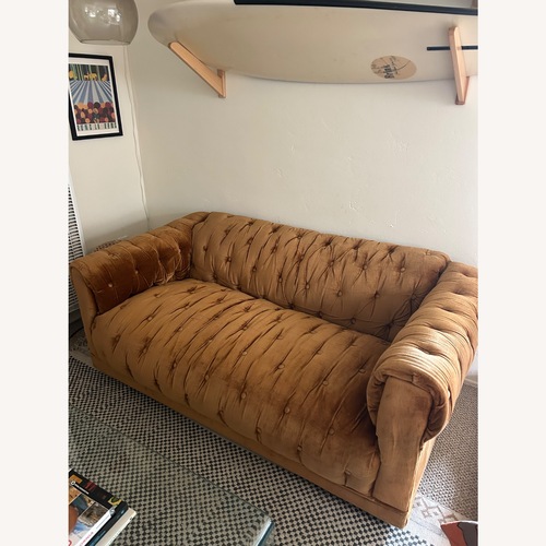 Used Vintage/Antique Orange Velvet 2 Seater Sofa for sale on AptDeco