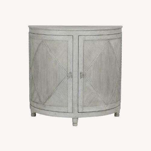 Used Light Gray Wood Demilune Cabinet for sale on AptDeco