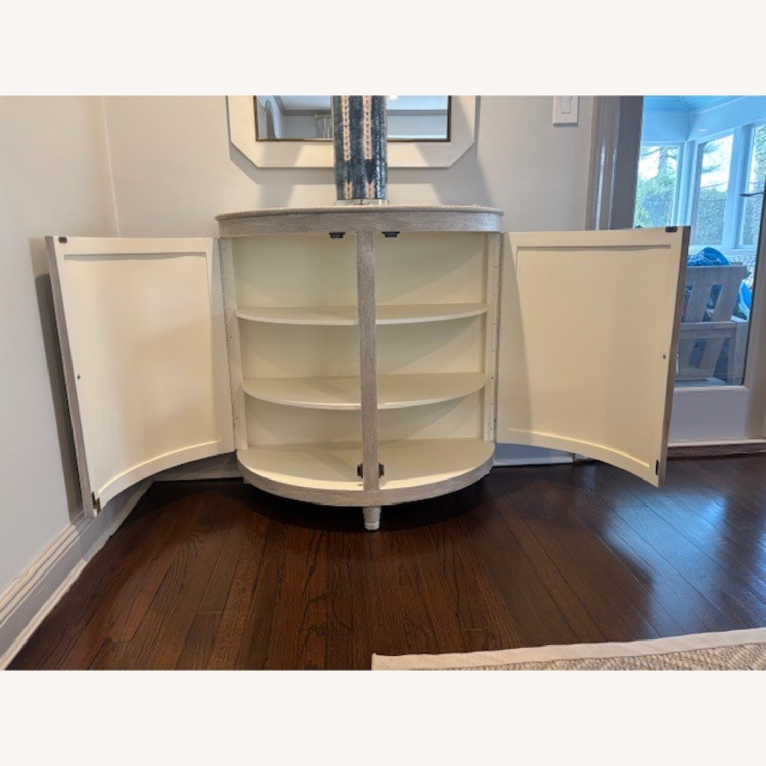Light Gray Wood Demilune Cabinet - image-3