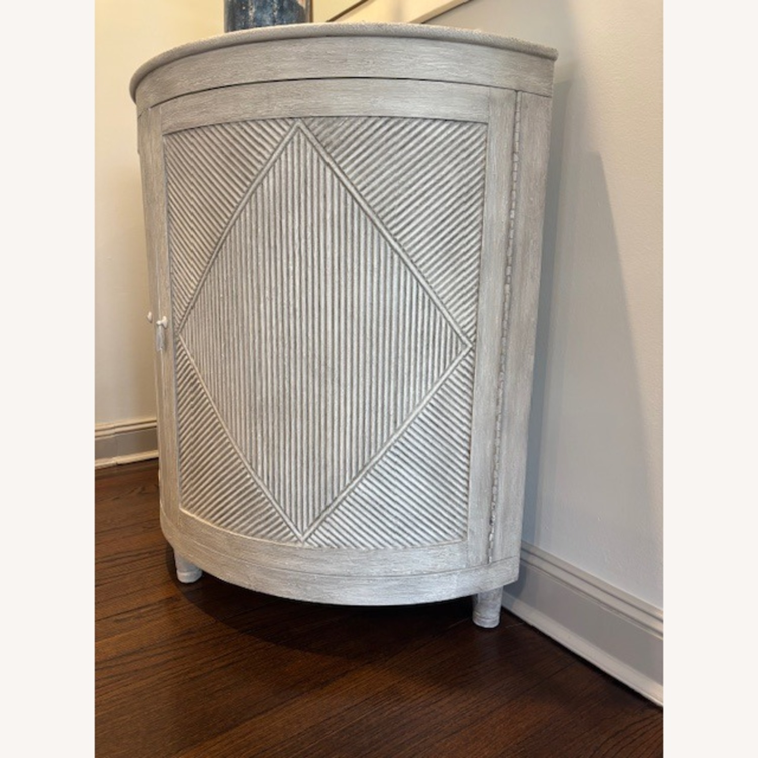 Light Gray Wood Demilune Cabinet - image-2