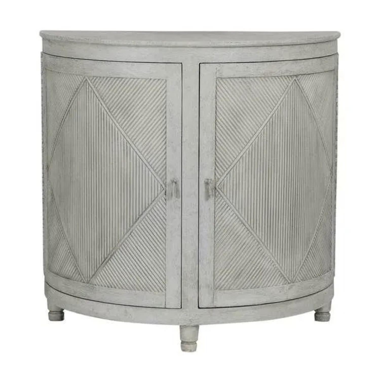 Light Gray Wood Demilune Cabinet - image-6