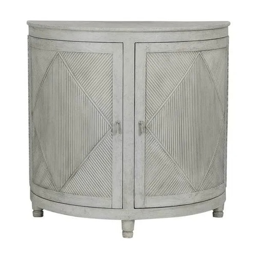 Used Light Gray Wood Demilune Cabinet for sale on AptDeco