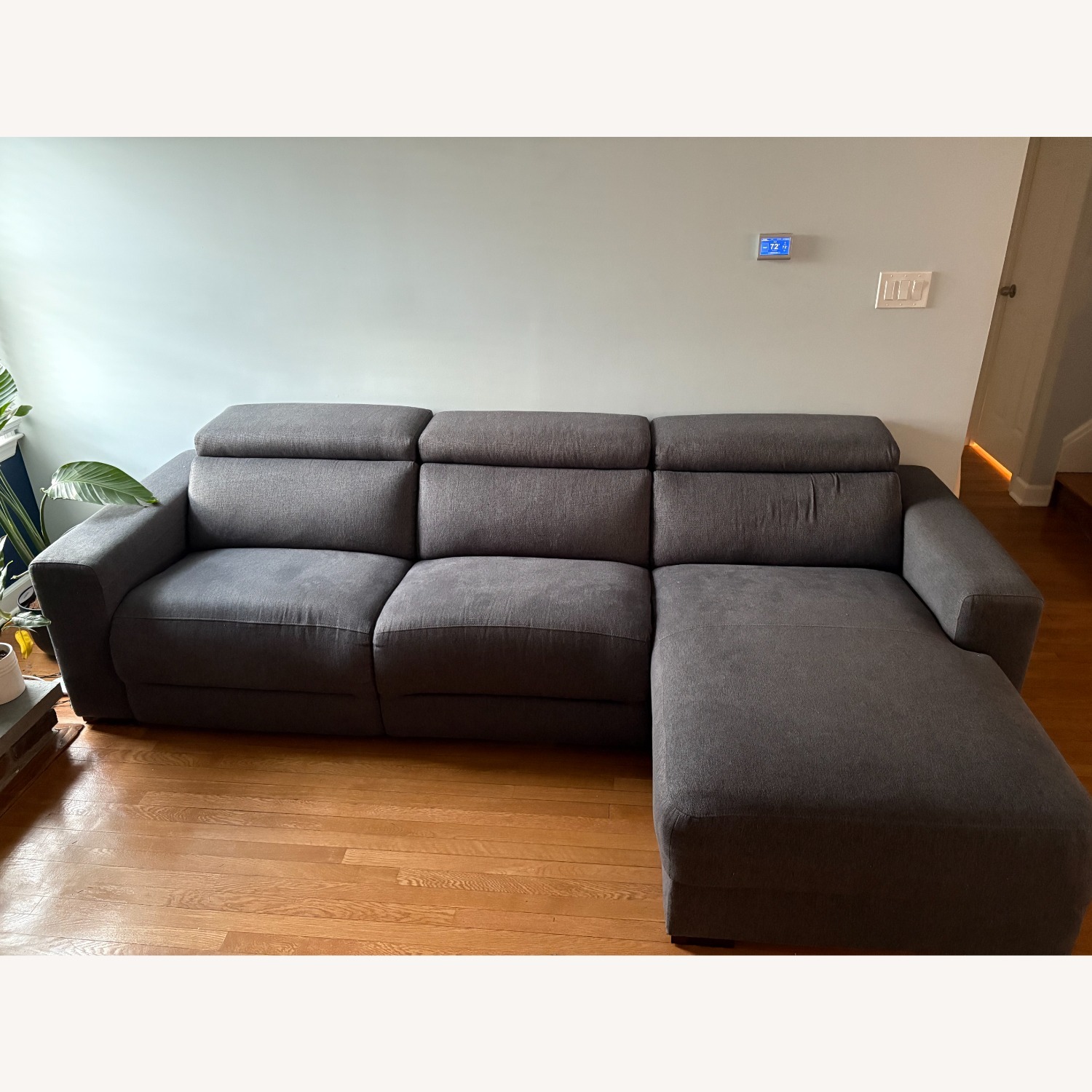 Fabric Sectional with Recliner - image-1