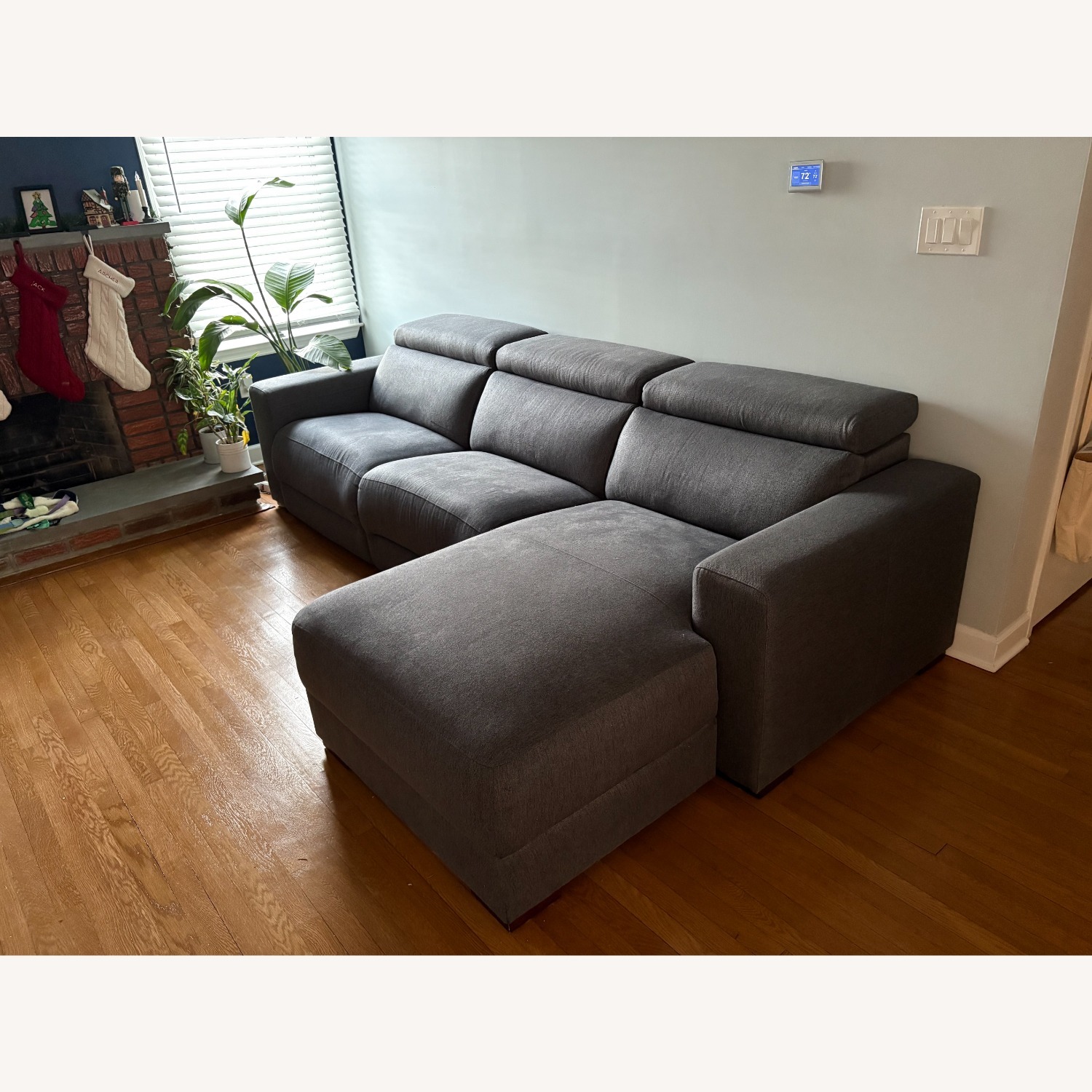 Fabric Sectional with Recliner - image-2