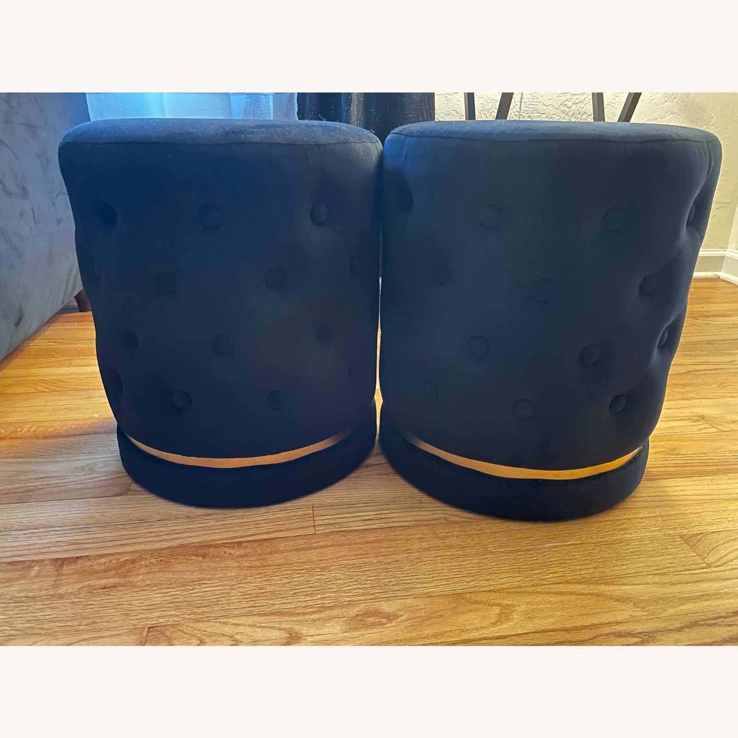 Vintage/Antique Black Velvet Ottoman - image-2