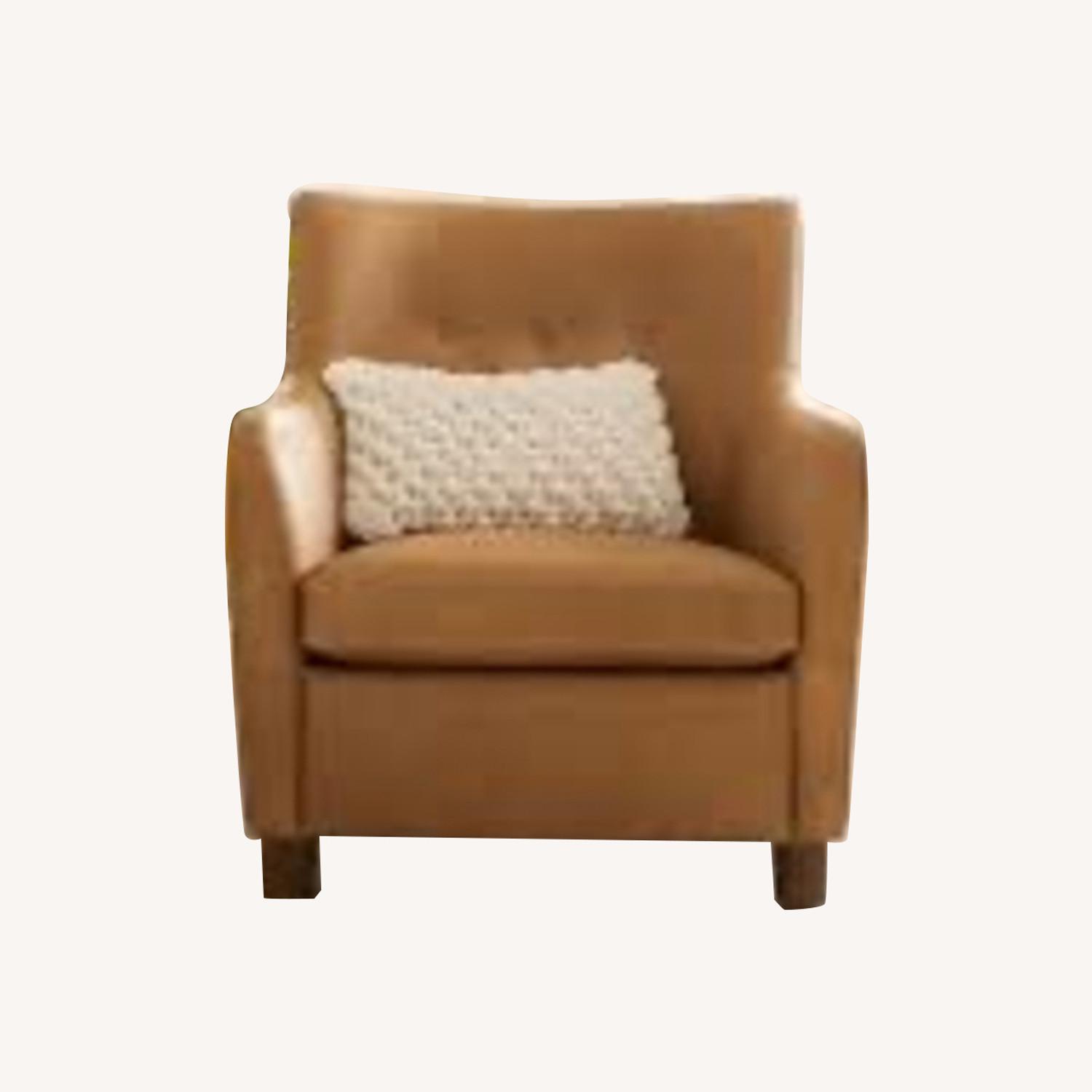 West Elm Teddy Light Brown Leather Armchair - image-0