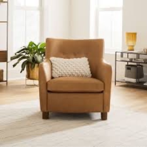 Used West Elm Teddy Light Brown Leather Armchair for sale on AptDeco