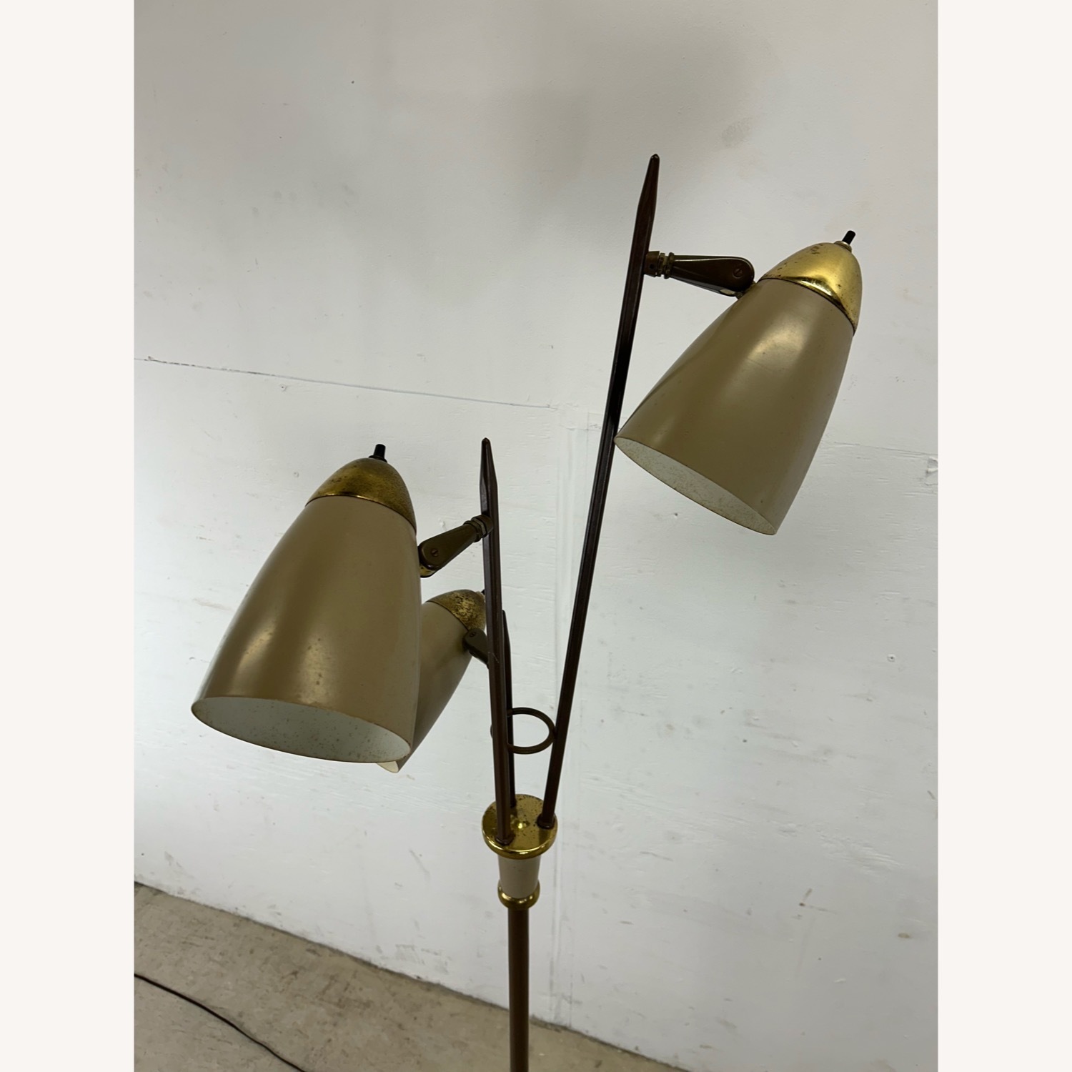 Mid Century Modern Floor Lamp with Brass Accents - image-7