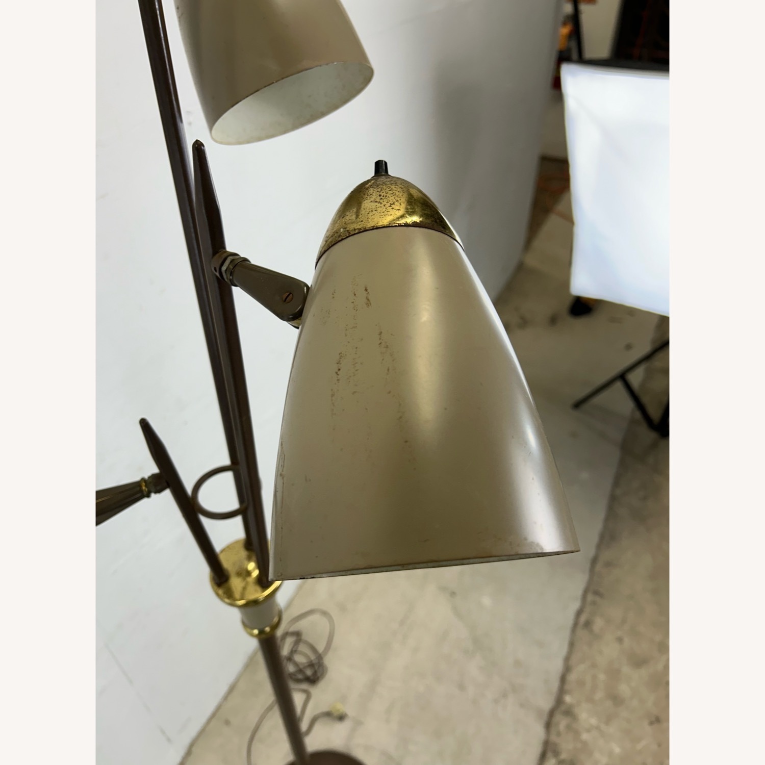 Mid Century Modern Floor Lamp with Brass Accents - image-23