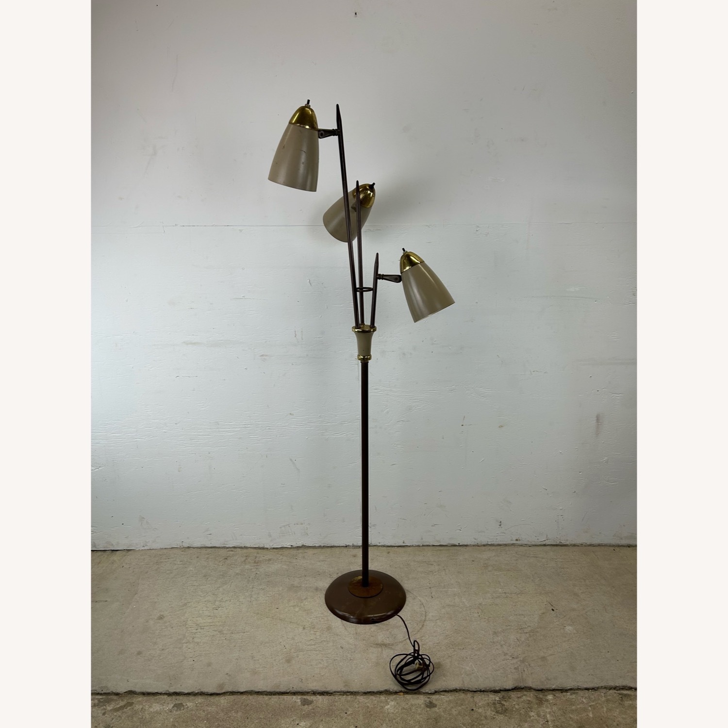 Mid Century Modern Floor Lamp with Brass Accents - image-17