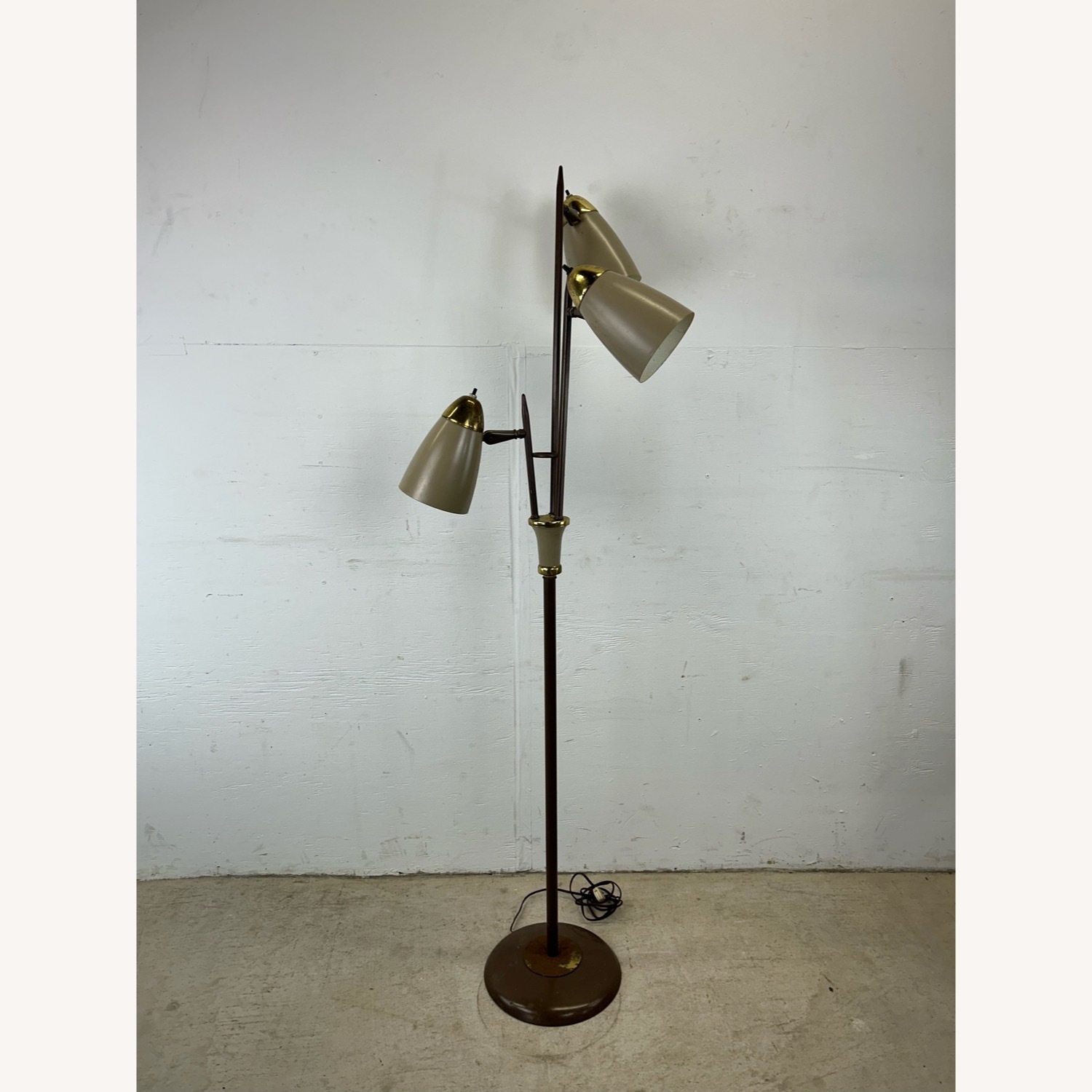 Mid Century Modern Floor Lamp with Brass Accents - image-20