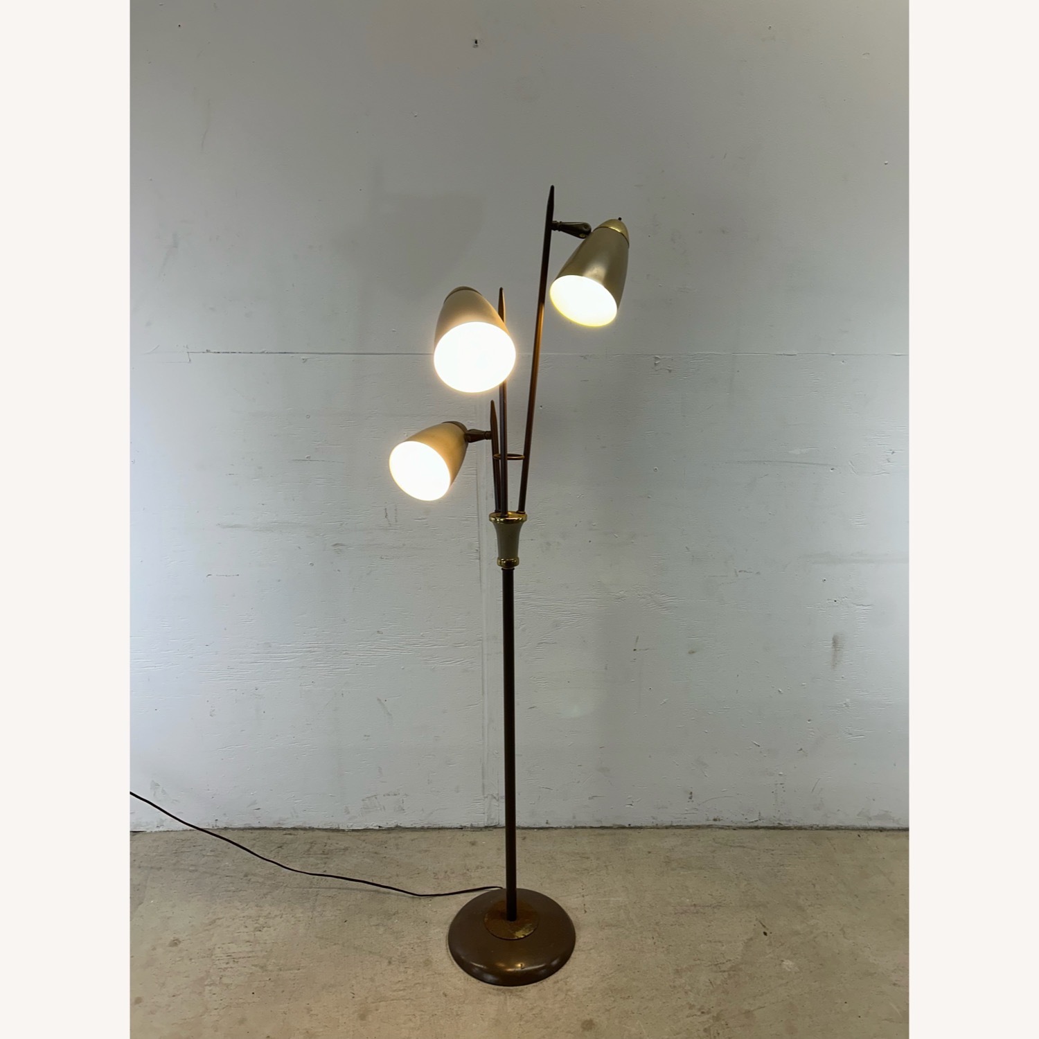 Mid Century Modern Floor Lamp with Brass Accents - image-1