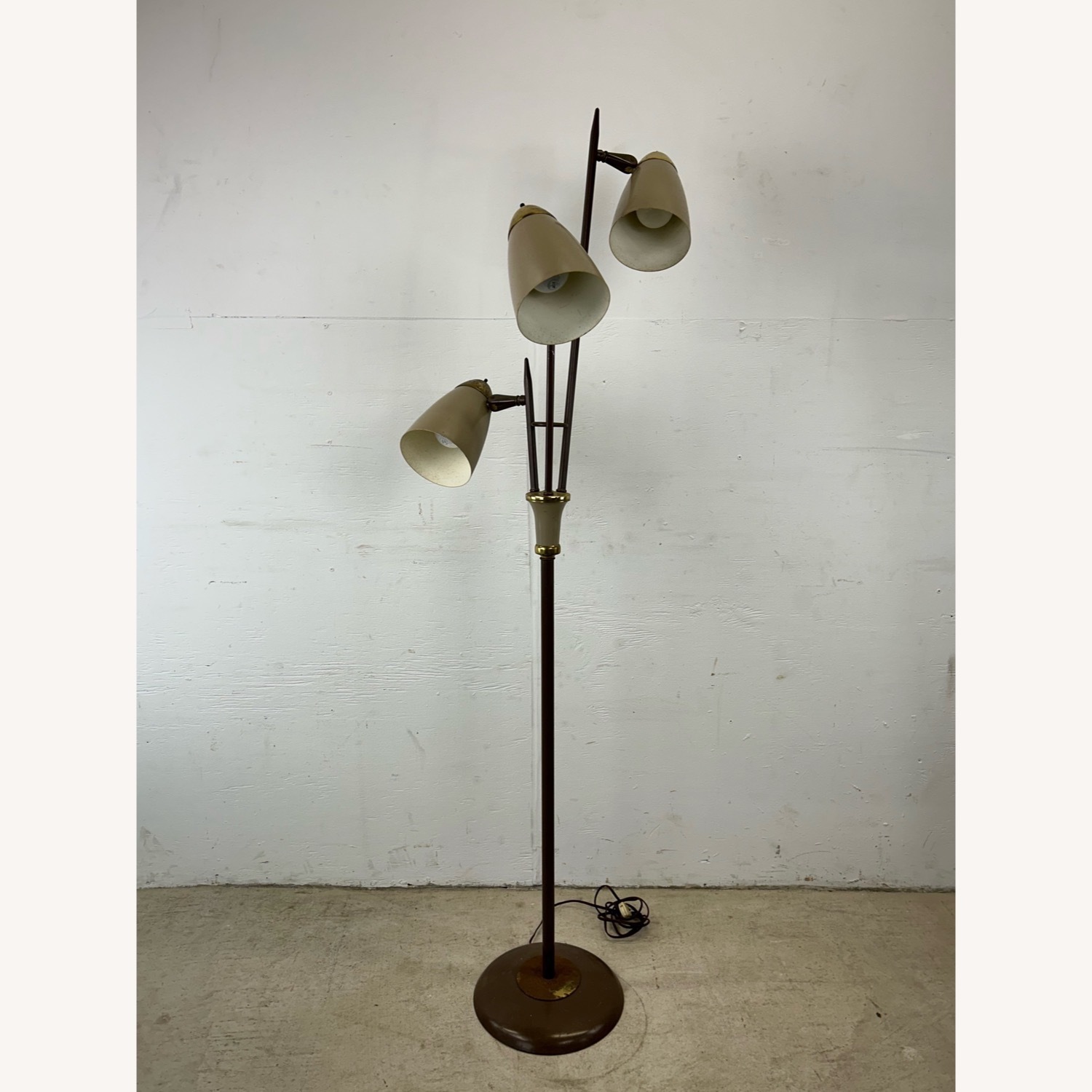 Mid Century Modern Floor Lamp with Brass Accents - image-21