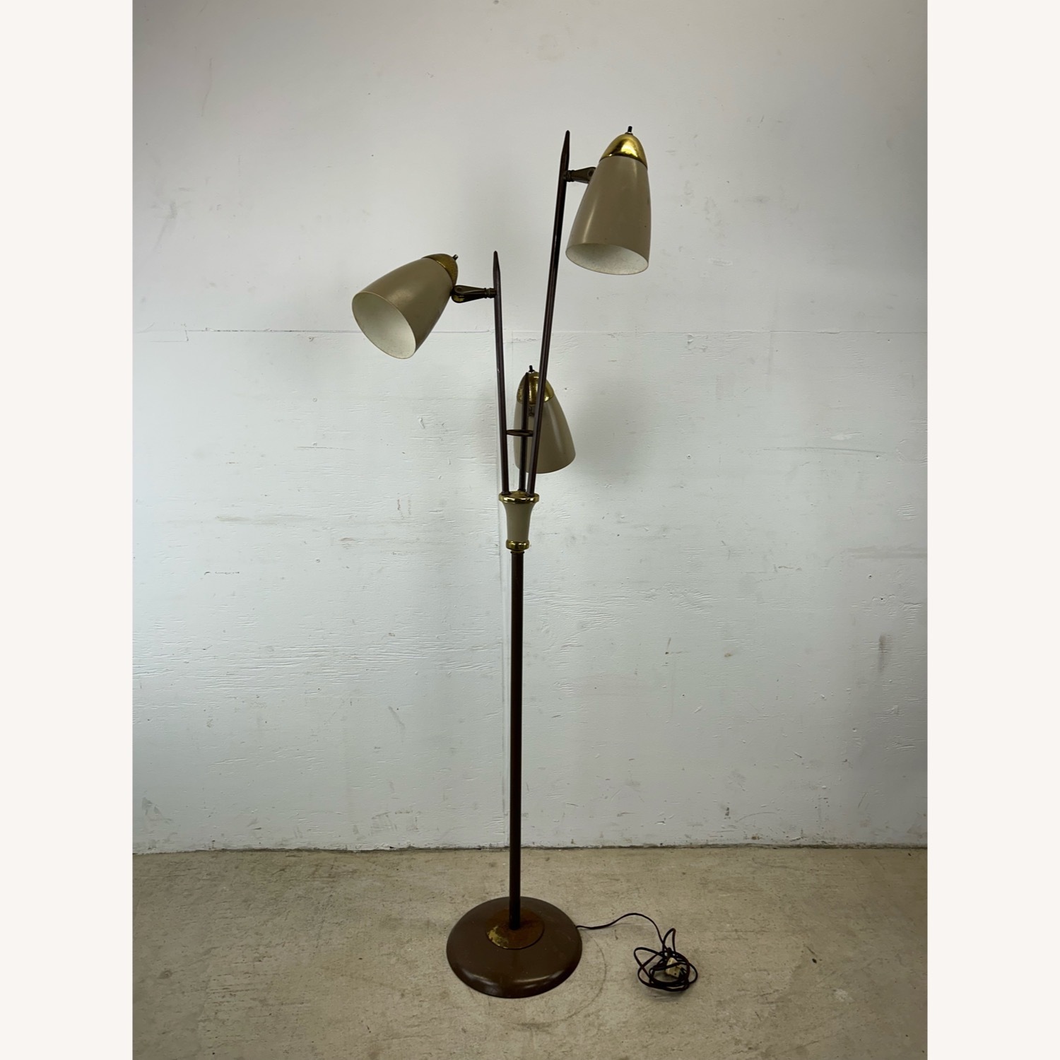 Mid Century Modern Floor Lamp with Brass Accents - image-19