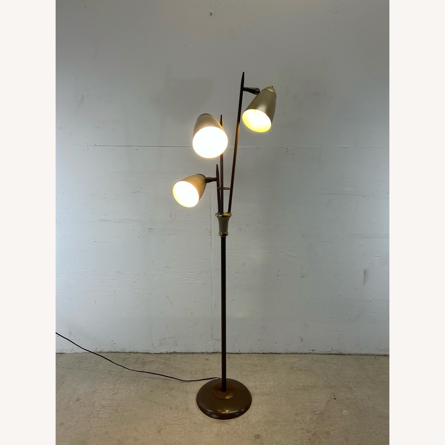 Mid Century Modern Floor Lamp with Brass Accents - image-2
