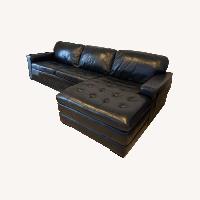 Havertys Galaxy Black Leather 2 Piece Sectional