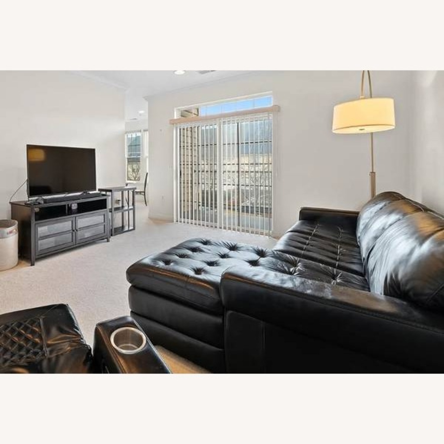 Havertys Galaxy Black Leather 2 Piece Sectional - image-2