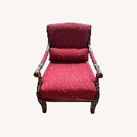 Ethan Allen Carved Wood/Upholstered Armchair 