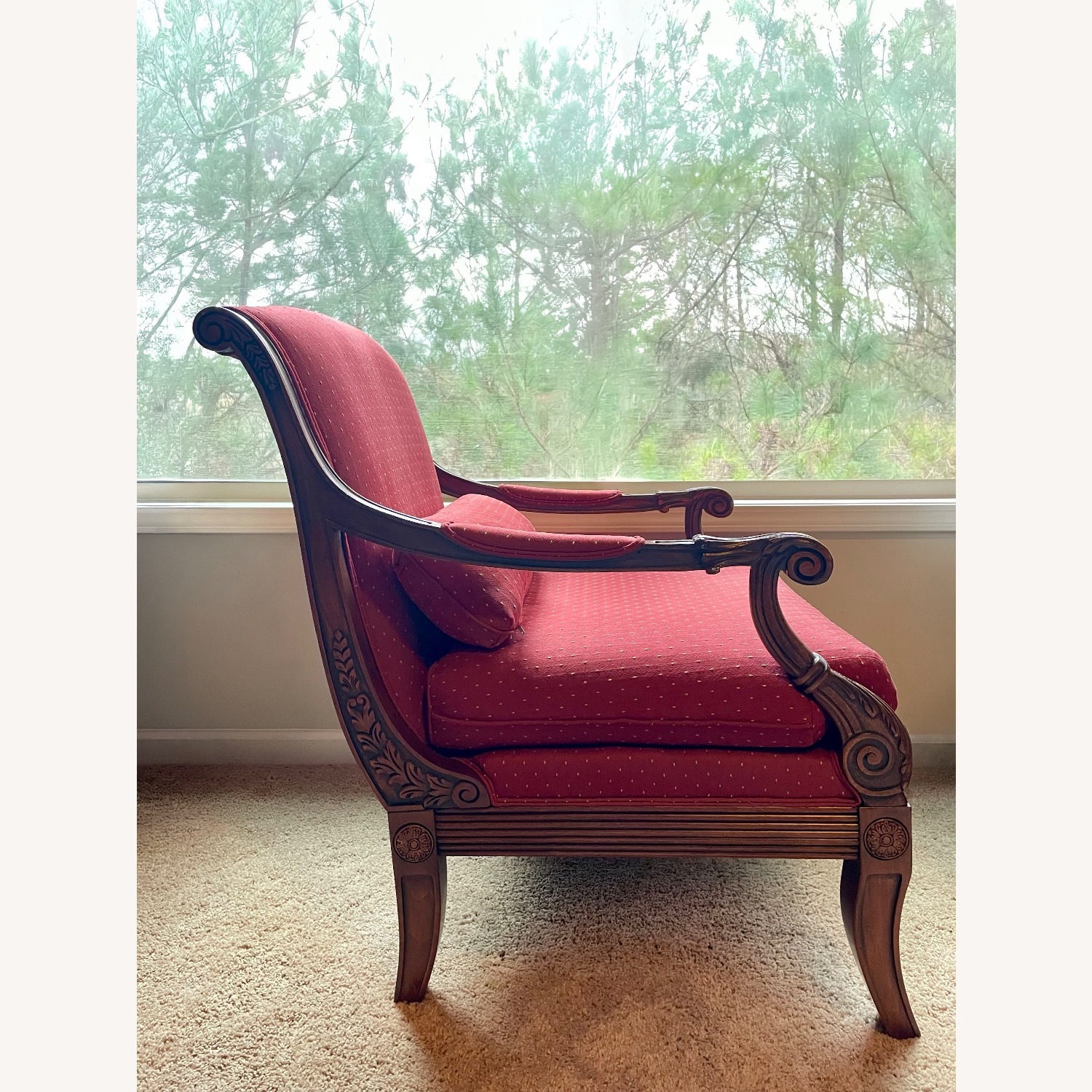 Ethan Allen Carved Wood/Upholstered Armchair  - image-2