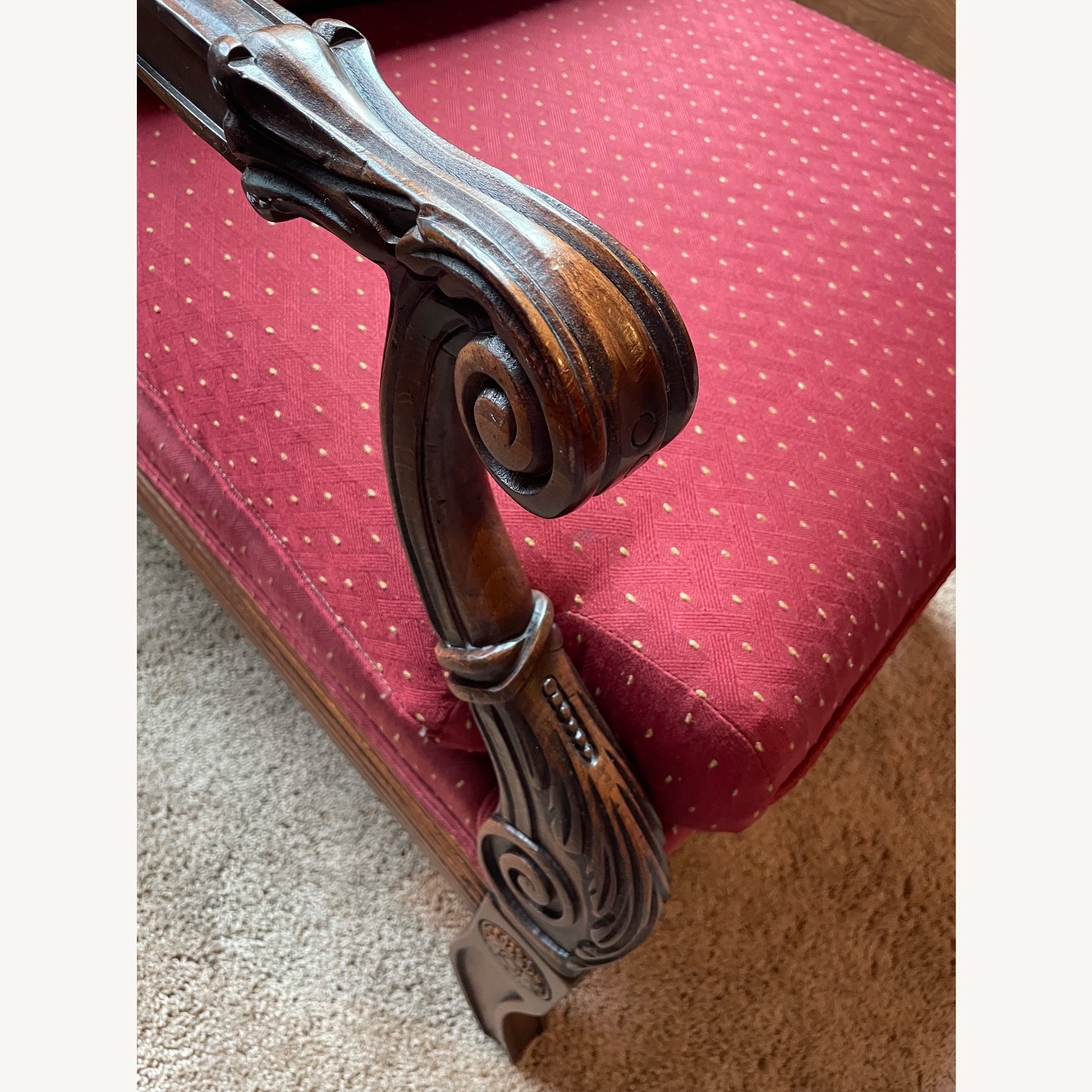 Ethan Allen Carved Wood/Upholstered Armchair  - image-5