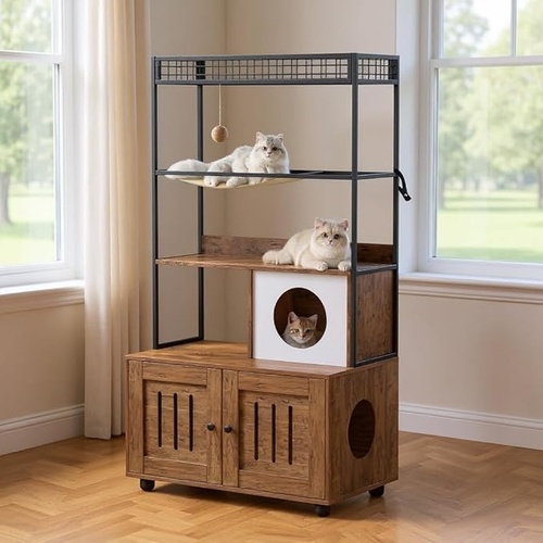 Used Cat Litter Box Furniture incl. Bookshelf for sale on AptDeco