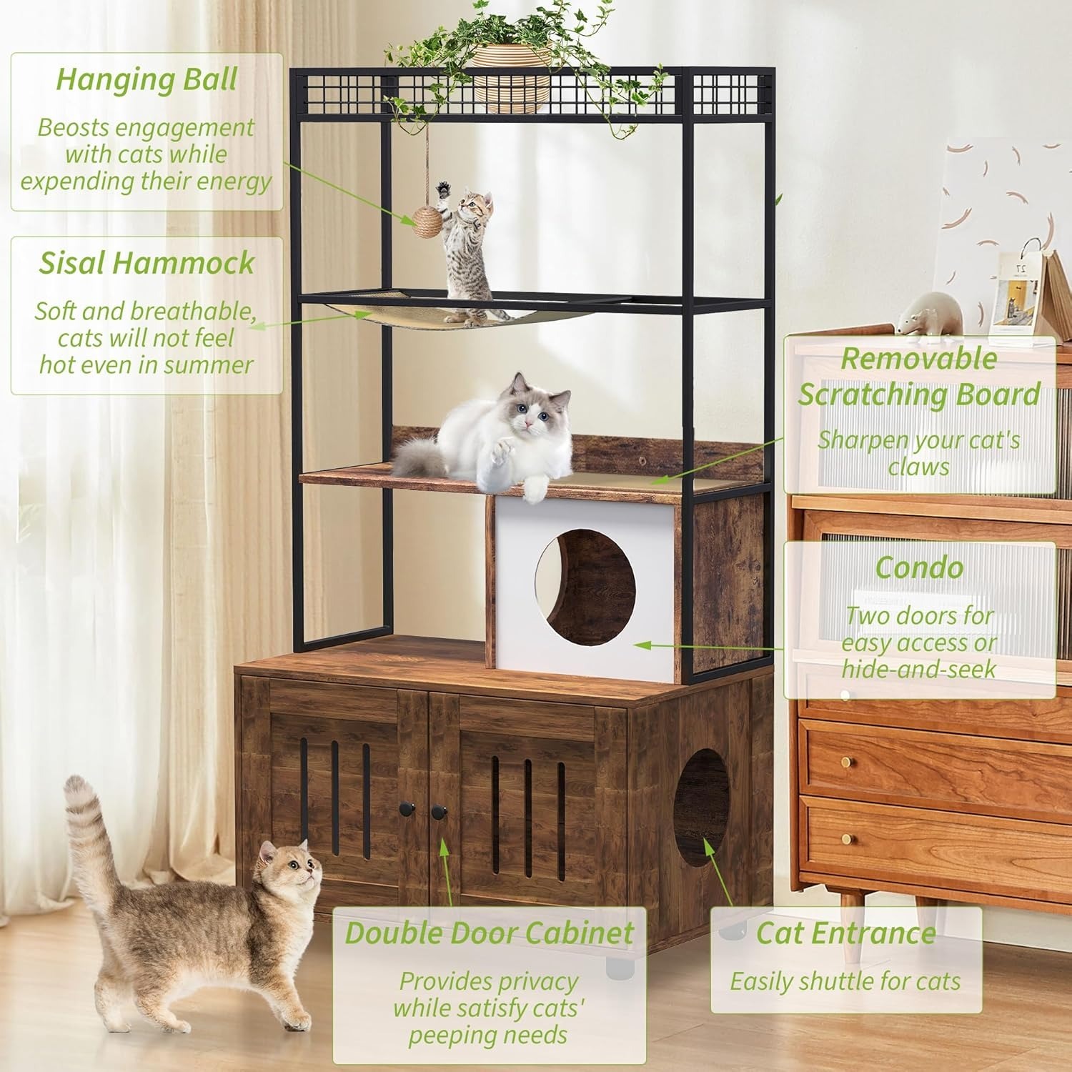 Cat Litter Box Furniture incl. Bookshelf - image-3