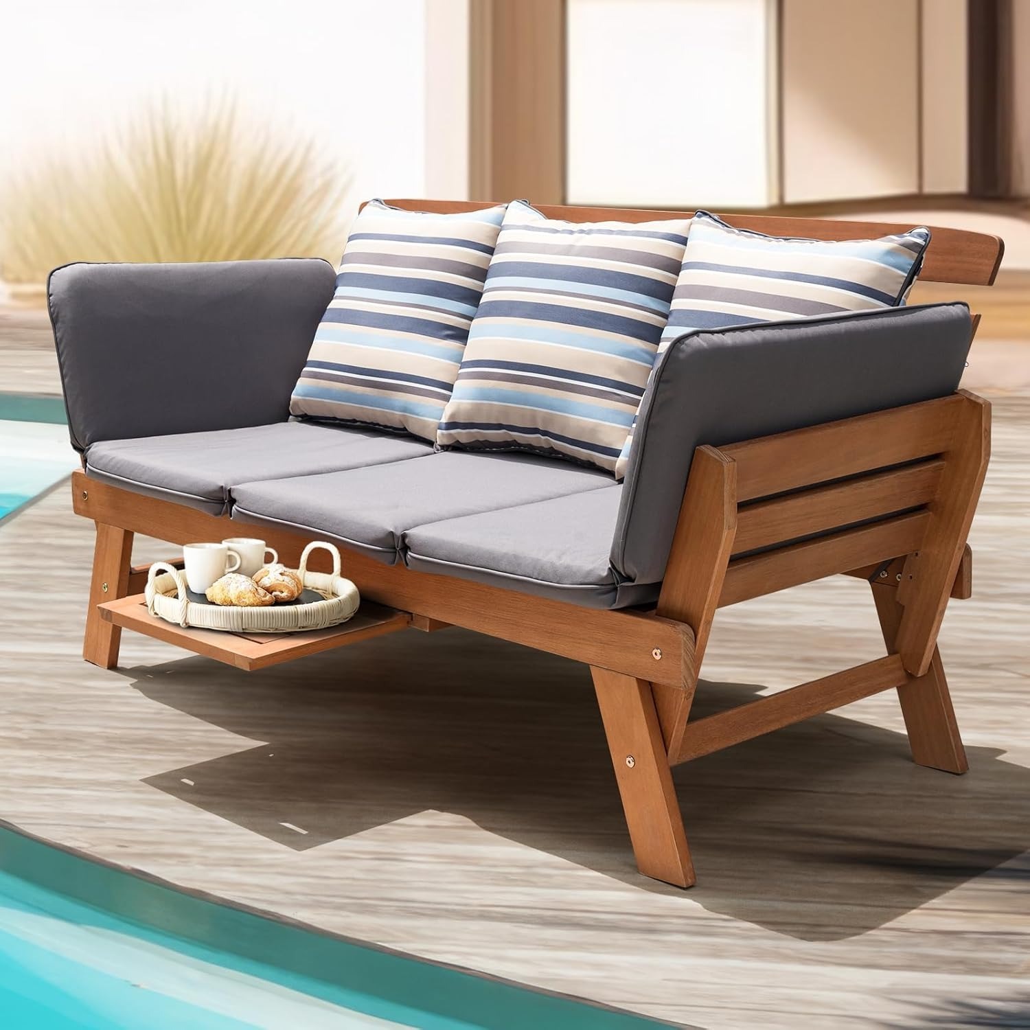 Outdoor Daybed Sofa with Coffee Tray - image-2