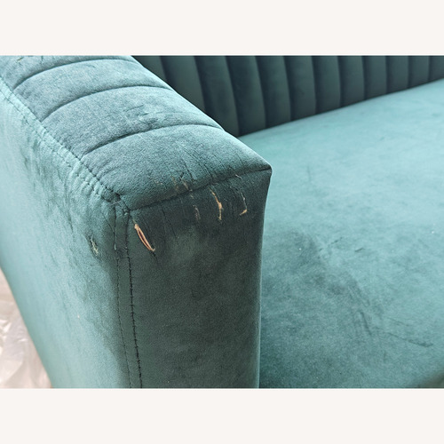 Used Modern Art Deco Sofa in Evergreen Velvet for sale on AptDeco