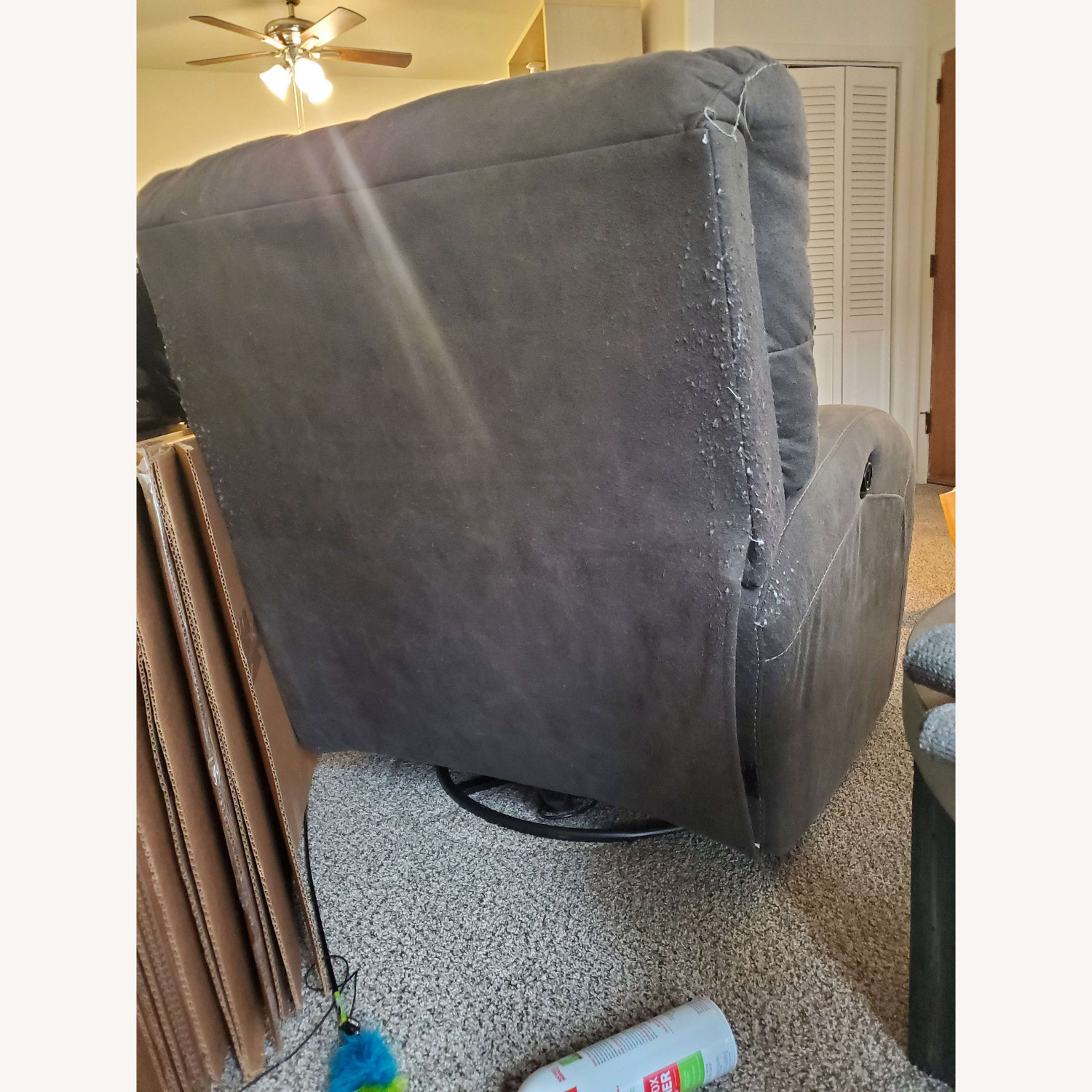 Raymour & Flanigan Powered Fabric Glider Recliner - image-4