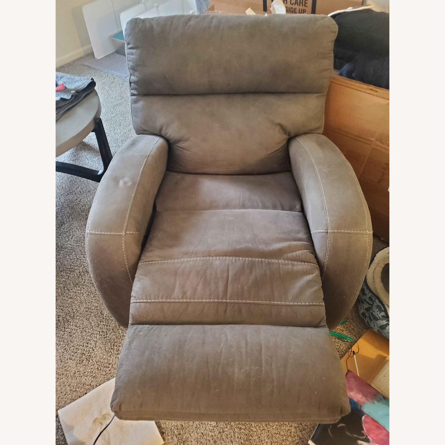 Raymour & Flanigan Powered Fabric Glider Recliner - image-5